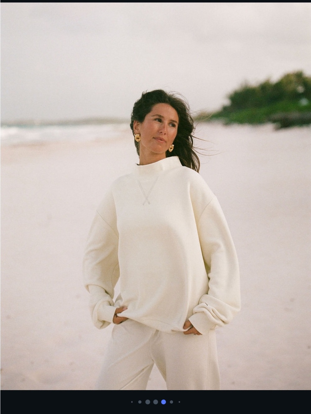 Parke Cream Relaxed Mock-Neck Sweatshirt